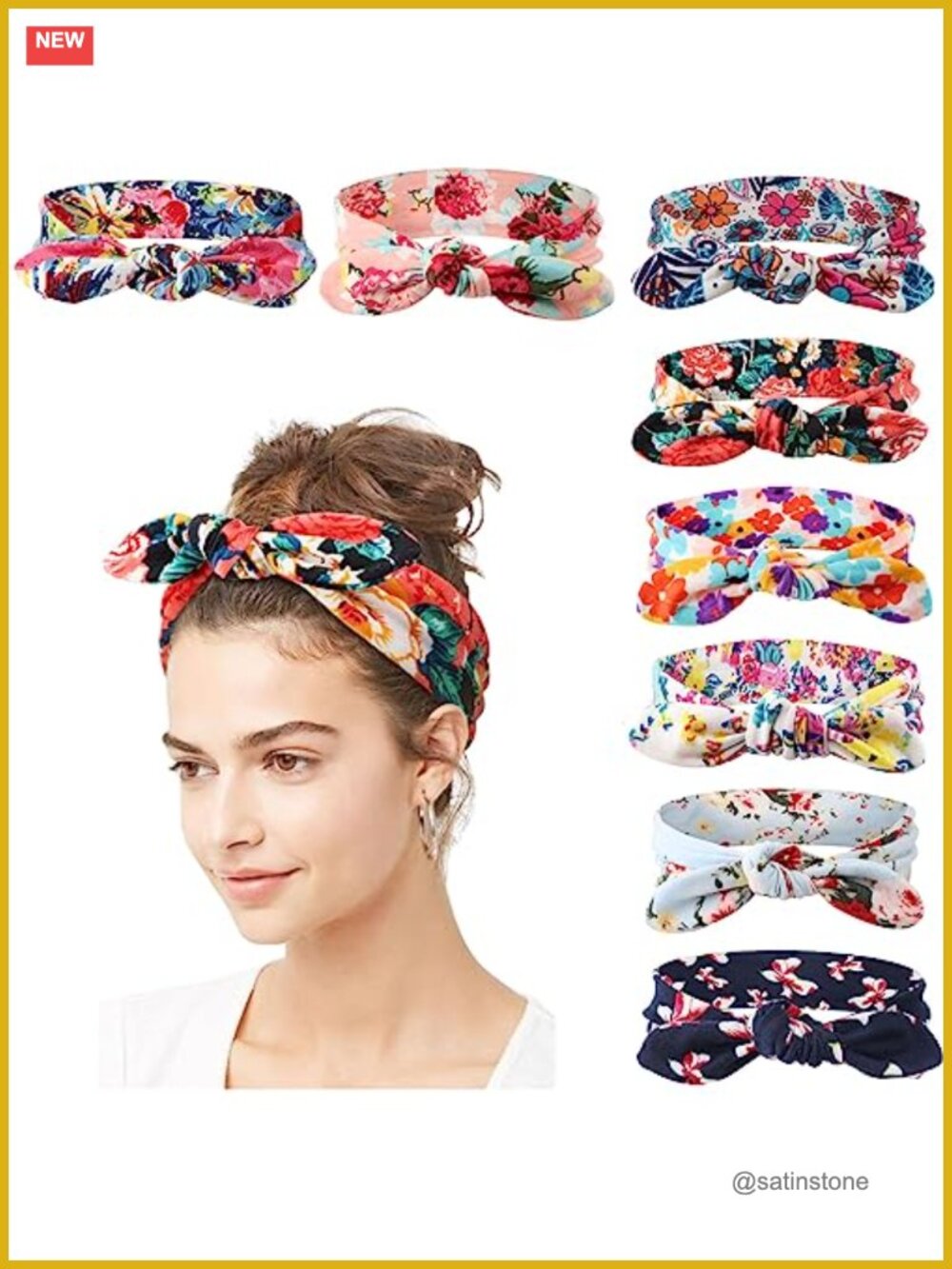 8 Pack Adjustable Knotted Headbands Cotton Spandex Non Slip Hair Bands Yoga